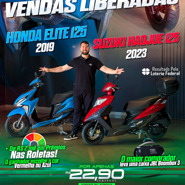 GANHADOR ESCOLHE!! - Moto Compacta Vermelha Ou Azul -
